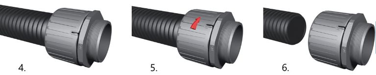 How to mount and remove convoluted tubing fittings.