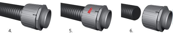 How to mount and remove convoluted tubing fittings.